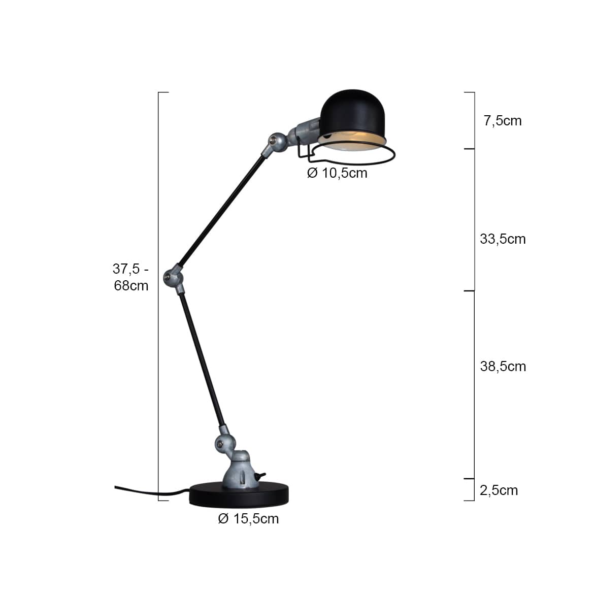 Fabrik-Stil Lampe Retro Schwarz | Schreibtischlampe