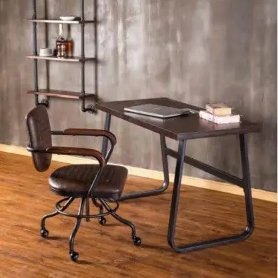 Vintage Büro-Drehstuhl mit Rollen braun